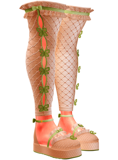 [FAME] Espadrilles & Stockings - Clarissa / Beige - Green
