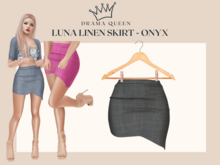 DRAMA QUEEN Luna Linen Skirt - Onyx (ADD)
