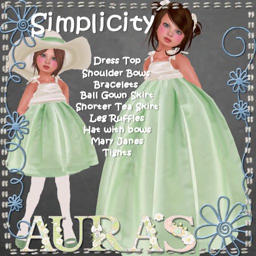 *Auras* Simplicity in Mint Green for Little Girls, Kids and Tiny Tot
