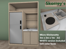 Mesh Micro Kitchenette 2 LI small kitchen, resizable quality mesh you can Edit the color of the wood!