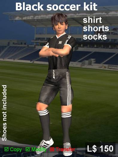 Black soccer kit