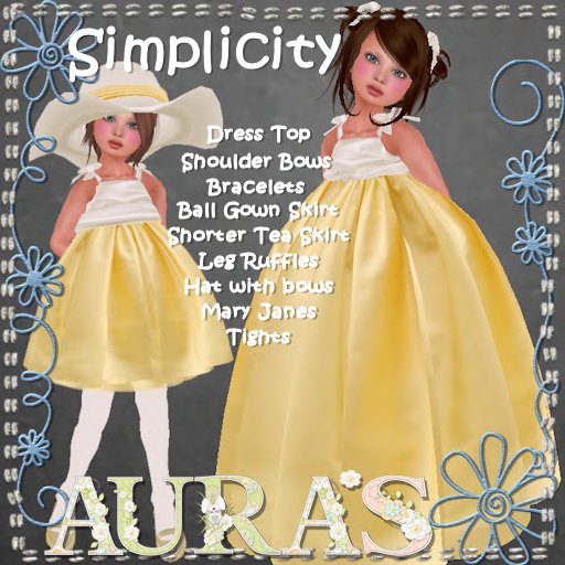 *Auras* Simplicity in Spring Yellow for Little Girls, Kids and Tiny Tot