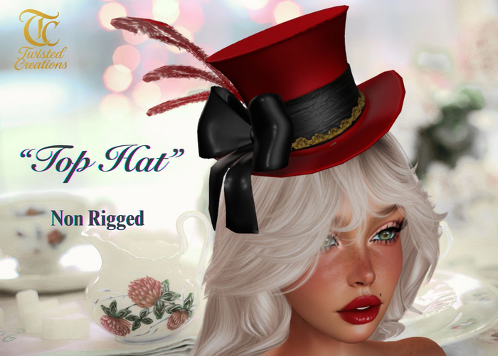 TC - Top Hat with Bow and Feathers