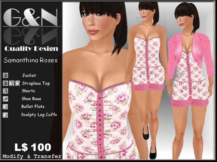 G&N Quality Design Samanthina Roses Short Set 