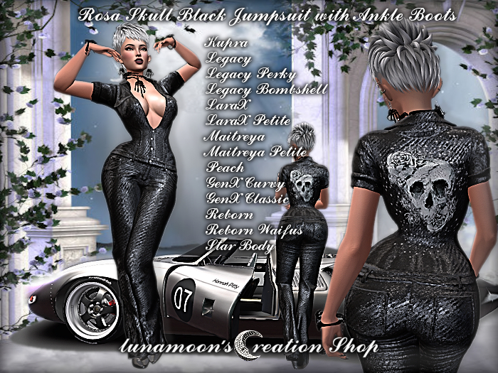 DEMO-Rosa Skull Black Jumpsuit