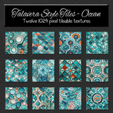 *Wallflowers* Talavera Style Tiles - Ocean