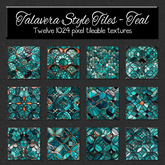 *Wallflowers* Talavera Style Tiles - Teal