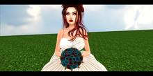 Mesh Bouquet Cyan  Blue, and Firey Orange All Roses