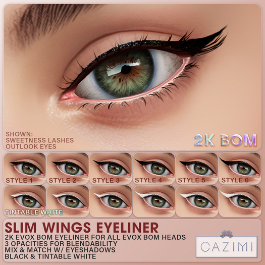 :CAZIMI: Slim Wings Eyeliners 2K