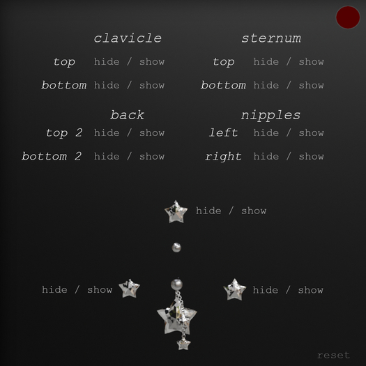 Crystal Star Piercings/Dermals! Toggle HUD