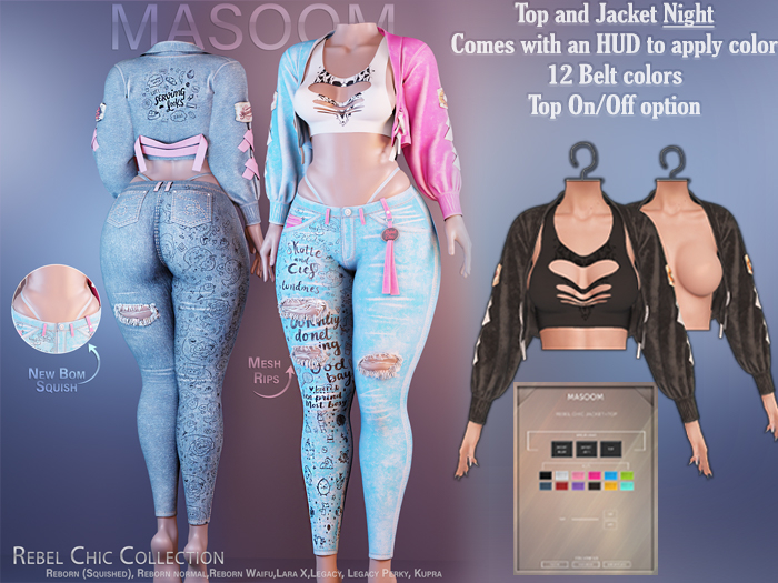[[ Masoom ] Rebel Chic Top und Jacke – Night