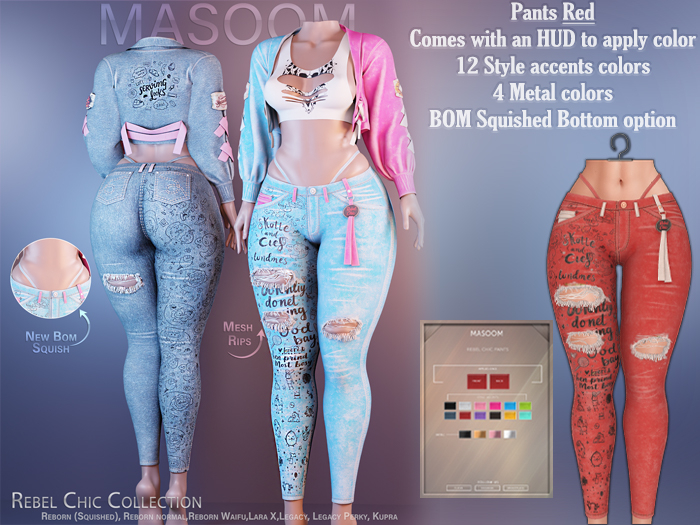[[ Masoom ]] Rebel Chic Pants - Rojo