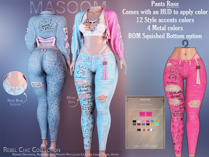 [[ Masoom ]] Rebel Chic Pants - Rose