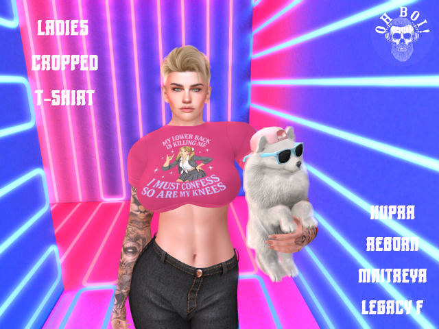 Ladies Cropped T-Shirt Lower Back & Knees