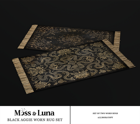 Moss & Luna- Black Aggie Rug Set (add)