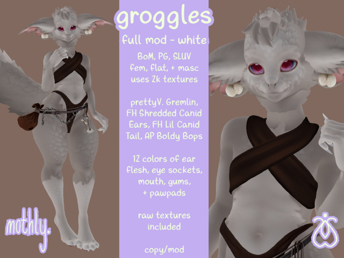 mothly. groggle - white