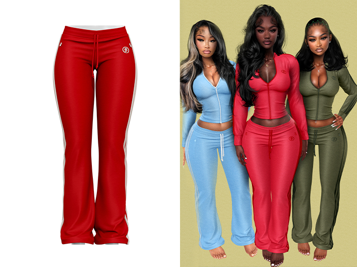 [Brior] Velour Track Pants - (Red)