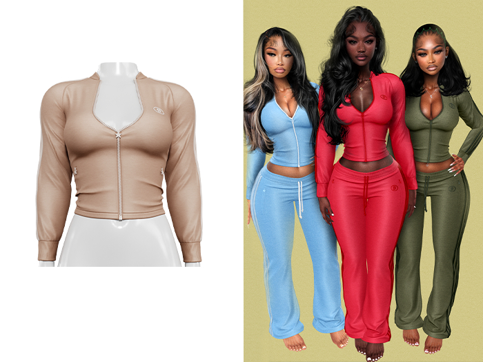 [Brior] Velour Track Jacket - (Nude)