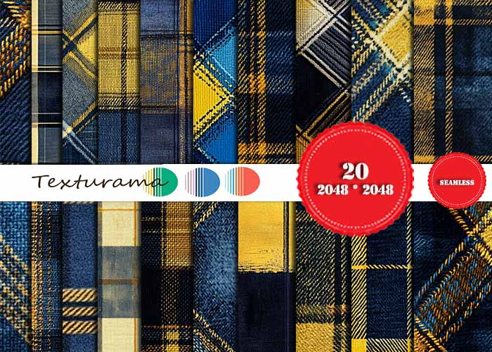 TEXTURE TARTAN PLAID BLUE YELLOW (add)