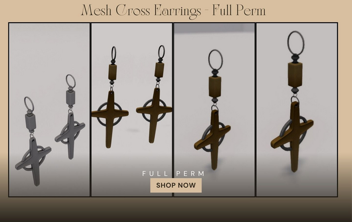 Mesh Cross Earrings - Full Perm