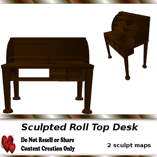 Sculpted Roll Top Desk 2 Prim