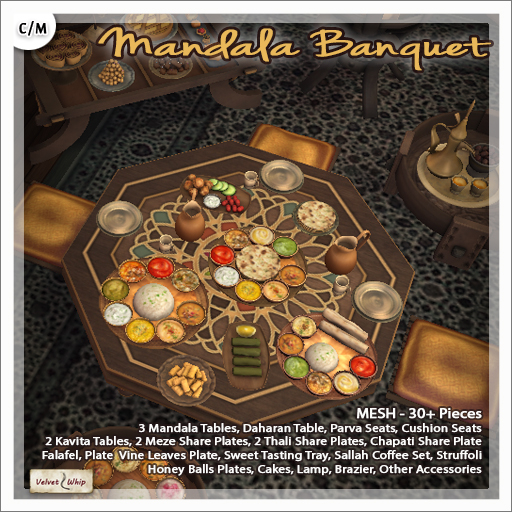 [V/W] Mandala Banquet - 30+ Items - Middle East / Indian Complete Dining Set w/ Classic Recipes & Plates - Mesh Fatpack