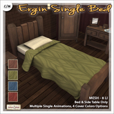 [V/W] Ergin Single Bed - Medieval / Renaissance Bed with Multiple Single Animations & 4 Covers Colors - Mesh Furniture