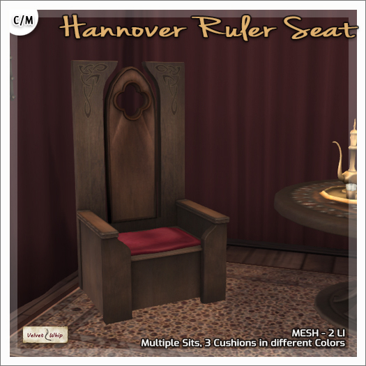 [V/W] Hannover Ruler Seat - Medieval Fantasy / Renaissance High Back Chair 
