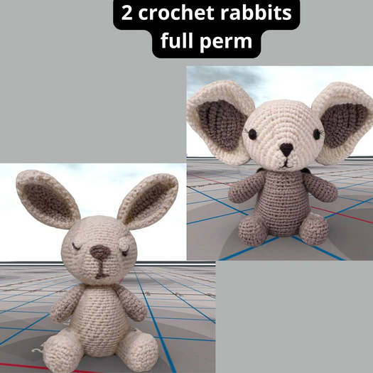 (AL) 2 crochet rabbits full perm