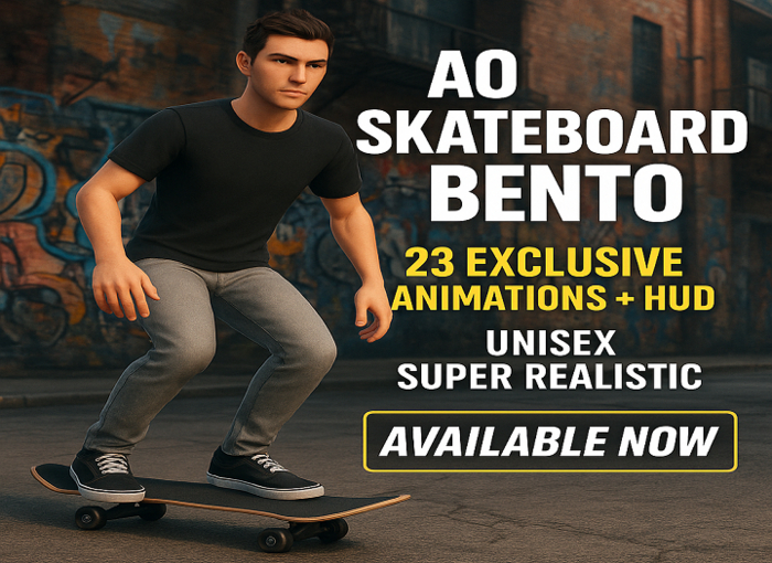 AO Skateboard BENTO BOX – Unisex HUD with 23 Smooth Animations (Copy/Modify)