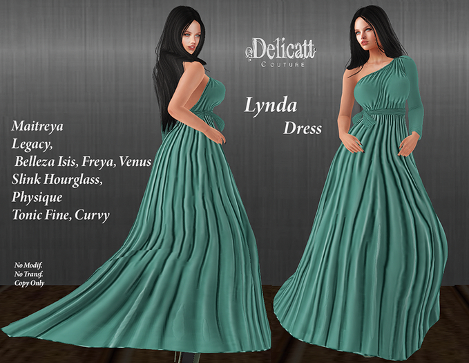 #PROMO#Delicatt Couture-: Lynda Gown dress - One sleeve - GREEN