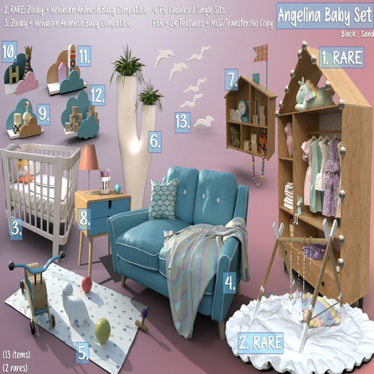05 Angelina Rug Set - Angelina Baby Set - Black . Sand