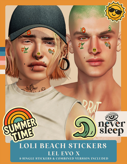 Never Sleep // Lol i // Beach Stickers