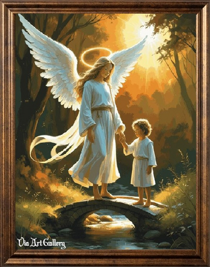 Angel Guiding Child Wall Art