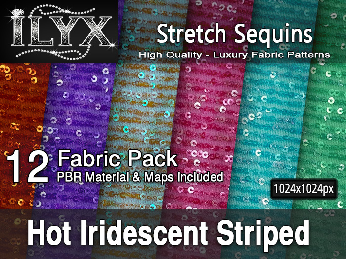 ILYX - Fabric Pattern Hot Iridescent Striped Stretch Sequins -  Seamless