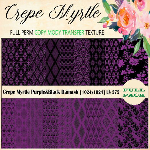 Crepe Myrtle Purple&Black Damask Fullpack