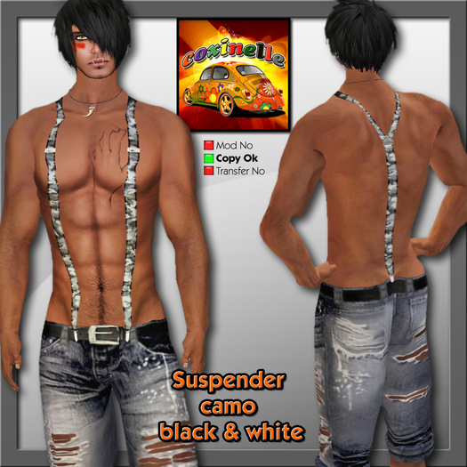 Coxi - Suspender camo black & white male