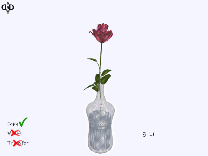 Home:. Glass Bottle & Rose