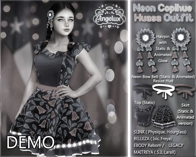 *Angelux* Neon Copihue Huasa Outfit DEMO