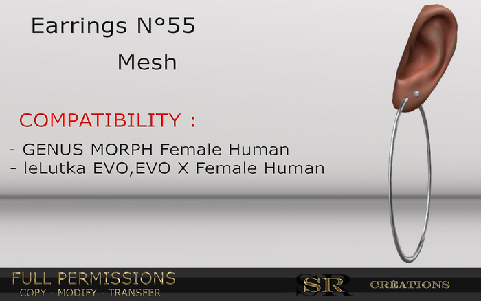 Earrings n 55 Full Permissions (RIGGED)  Box