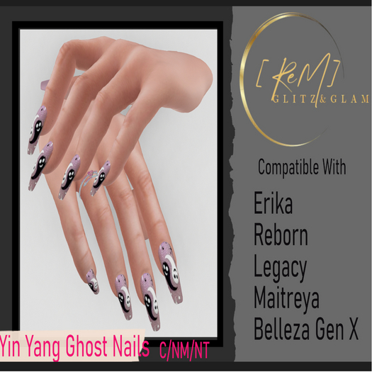 [ReM]  YIn yang Ghosts Nails