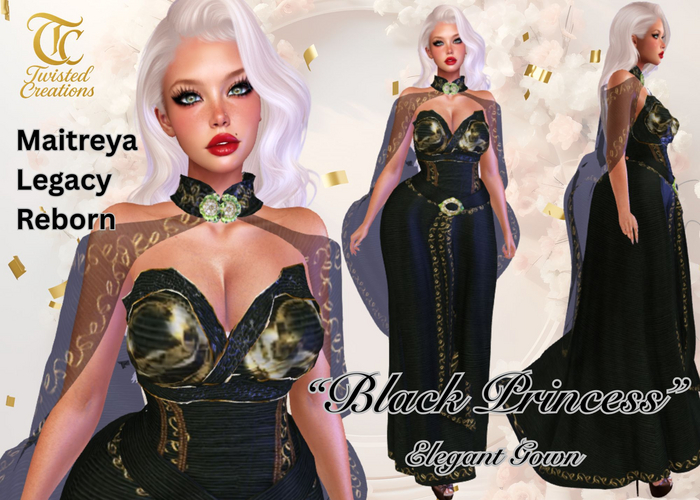 TC - Black Elven Princess Gown with Cape