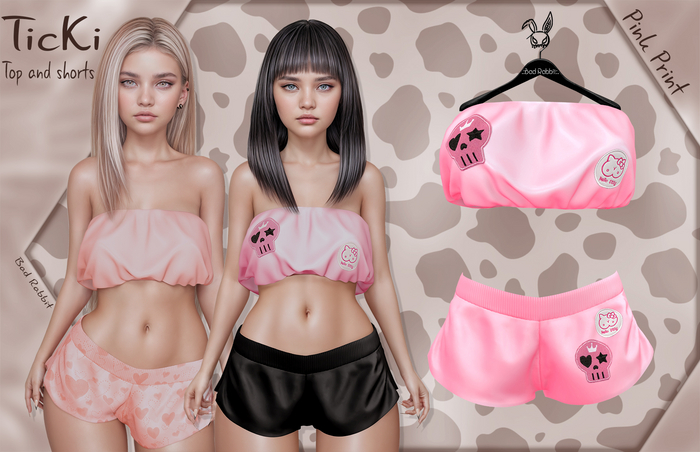 .:Bad Rabbit:. Ticki Top and shorts Pink Print