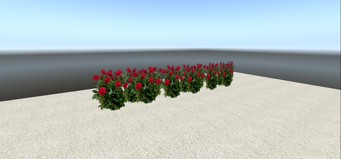TM Red Rose Bush Hedge - 1 Prim