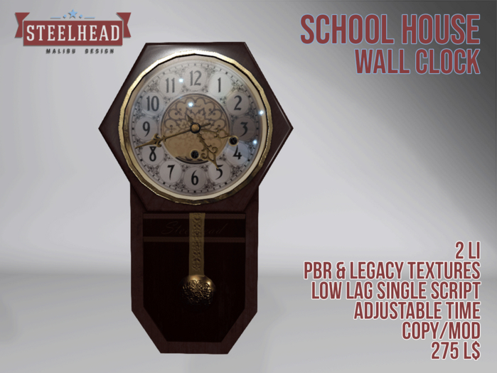 STEELHEAD SCHOOLHOUSE CLOCK