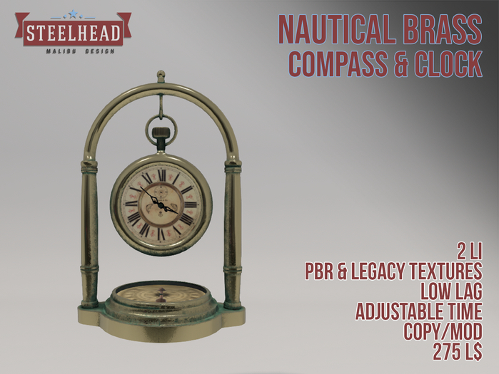 STEELHEAD NAUTICAL CLOCK [BRASS]