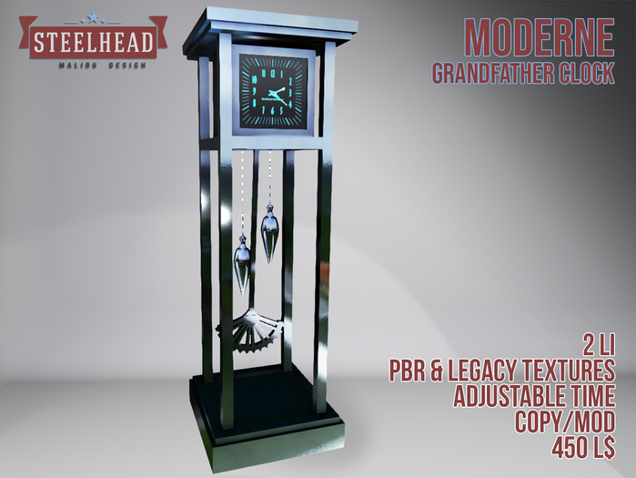 STEELHEAD MODERNE GRANDFATHER CLOCK