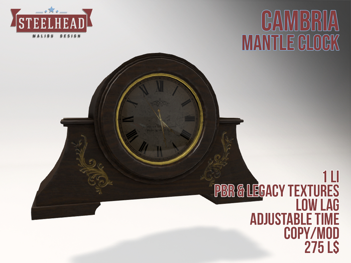 STEELHEAD CAMBRIA MANTLE CLOCK