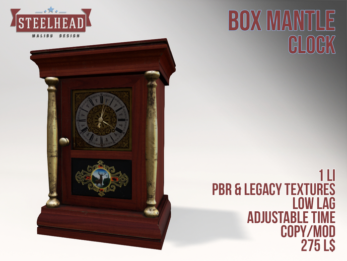 STEELHEAD BOX MANTLE CLOCK 