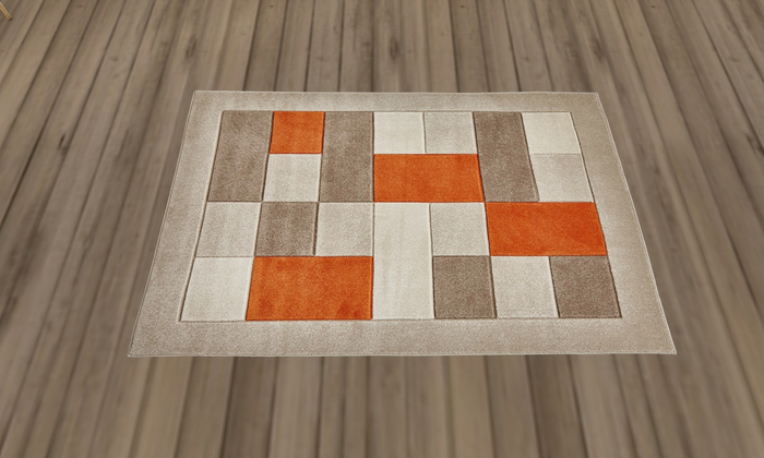 Orange & Beige Squares Rug